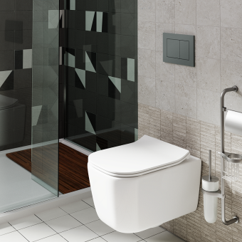 Клавиша АНИ пласт для системы скрытой установки унитаза прям. квадрат графит матовый WP1777