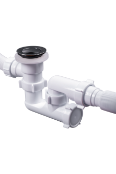 Сифон для ванны АНИ Пласт EC255 1 1/2 дюйма 40 мм клик-клак с переливом и гибкой трубой 40х50 мм
