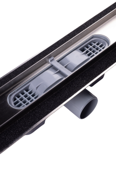 Трап линейный из нержавеющей стали АНИ Пласт TLZ2485M DN50 с комбинированным затвором матовой решёткой Бимс 850х65 мм