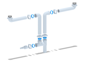 Набор АНИ Пласт L1000 для двойного универсального разноуровнего сифона без выпуска