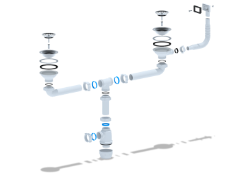 Сифон для мойки АНИ Грот A3045S двойной с гибким переливом 3 1/2 дюйма 40 мм