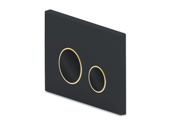 Клавиша АНИ Пласт для системы скрытой установки унитаза черная матовая, обод золото, клавиша черный глянец WP2353G