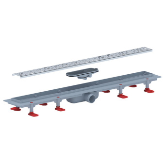 Трап линейный пластиковый АНИ Пласт TLQ1375M DN40 с сухим затвором и матовой решёткой Бриз 750х62 мм