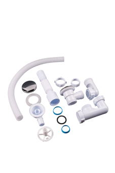 Сифон для ванны АНИ Пласт EC255 1 1/2 дюйма 40 мм клик-клак с переливом и гибкой трубой 40х50 мм