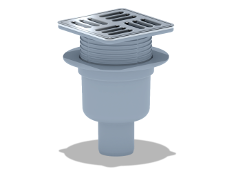 Трап вертикальный регулируемый АНИ Пласт TA5714M слив 50 мм с решеткой из нержавеющей стали 120х120 мм с обрешеткой
