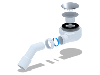 Сифон для душевого поддона АНИ Пласт Е551С с переходной трубой 45° 40/50 мм 1 1/2 дюйма 60 мм хром