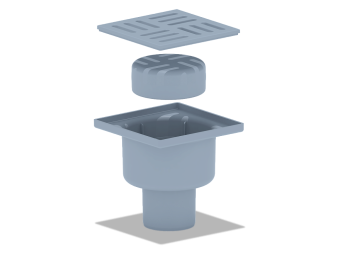 Трап для душа АНИ Пласт TQ5204 DN50 вертикальный нерегулируемый с сухим затвором и решёткой из пластика 100х100 мм