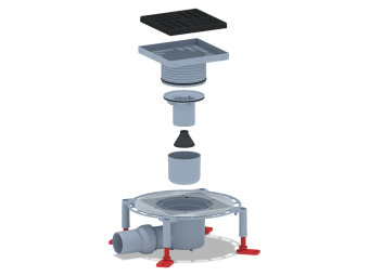 Трап для душа АНИ Пласт THZ5616 DN50 горизонтальный регулируемый с комбинированным затвором и решёткой из чугуна 150х150 мм