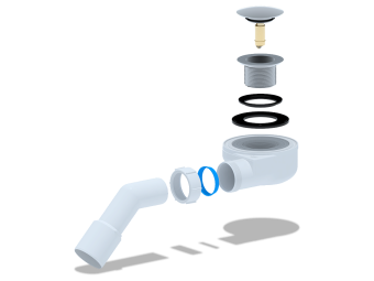 Сифон для душевого поддона АНИ Пласт E451CLG 1 1/2 дюйма 60 мм клик-клак гриб с переходной трубой 45 градусов 40х50 мм