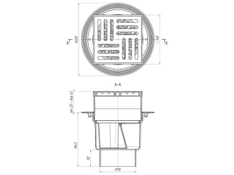 Трап для душа АНИ Пласт TQ1710 DN110 вертикальный регулируемый с сухим затвором и решёткой из пластика 150х150 мм