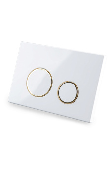 Клавиша АНИ Пласт для системы скрытой установки унитаза глянцевая белая, обод золото, клавиша белый глянец WPG2050G