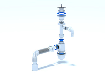 Сифон для мойки АНИ Пласт C0310 1 1/2 дюйма 40 мм с отводом для стиральной машины с гибкой трубой 40х50 мм