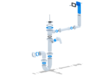 Сифон для мойки АНИ Пласт D1040 1 1/2 дюйма 40 мм прямоточный с переливом и отводом для стиральной машины