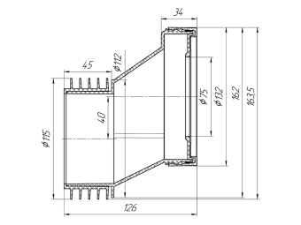 Эксцентрик жесткий 40 мм с выпуском 110 мм