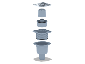 Трап вертикальный регулируемый АНИ Пласт TA5714 слив 50 мм с решеткой из нержавеющей стали 120х120 мм
