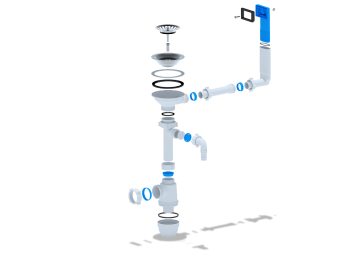 Сифон для мойки АНИ Пласт C0147 3 1/2 дюйма 40 мм с жестким переливом и отводом