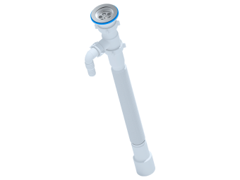 Сифон для мойки АНИ Пласт G118 1 1/2 дюйма 40/50 мм гофрированный 648-1488 мм с отводом для стиральной машины