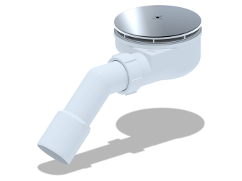 Сифон для душевого поддона АНИ Пласт E351C 1 1/2 дюйма 90 мм высота 53 мм хром с переходной трубой 45 градусов 40х50 мм