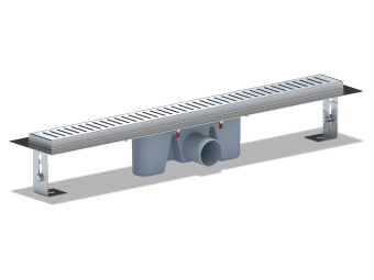Трап линейный из нержавеющей стали АНИ Пласт TL2465G выпуск 50 мм решётка Бимс глянцевая 650 мм
