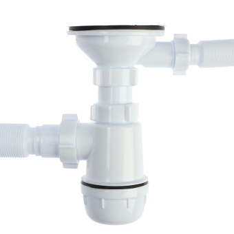 Сифон для мойки АНИ Пласт Грот A0142SA15 3 1/2 дюйма 40 мм с гибким переливом и гибкой трубой 40х40/50 мм