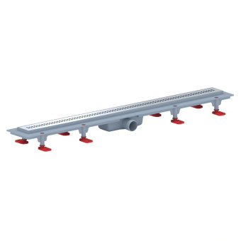 Трап линейный пластиковый АНИ Пласт TLQ1285G DN40 с сухим затвором и глянцевой решёткой Риф 850х62 мм