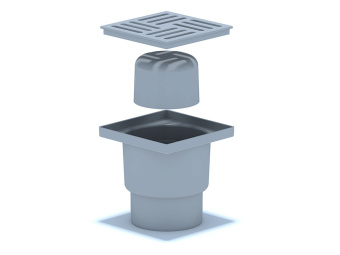 Трап для душа АНИ Пласт TA1210 вертикальный нерегулируемый с выпуском 110 мм и пластиковой решеткой 150х150 мм