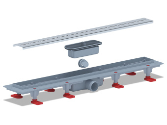 Трап линейный пластиковый АНИ Пласт TL1565M выпуск 40 мм решётка Киль матовая нержавеющая сталь 650 мм