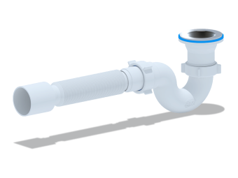 Сифон для душевого поддона АНИ Пласт E115 1 1/2 дюйма 40 мм прямоточный с гибкой трубой 40х50 мм