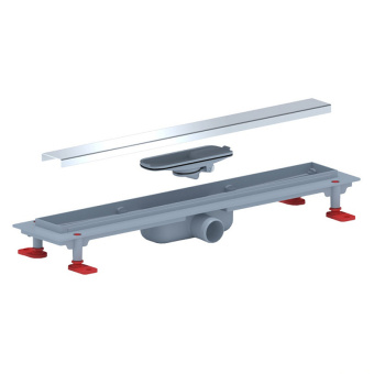 Трап линейный пластиковый АНИ Пласт TLQ1155G DN40 с сухим затвором и глянцевой решёткой Штиль 550х62 мм