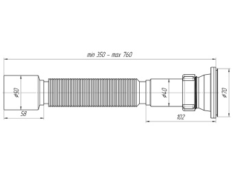 Сифон для мойки АНИ Пласт G105 1 1/2 дюйма 50 мм гофрированный 350-760 мм