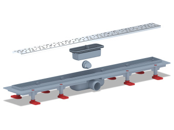 Трап линейный пластиковый АНИ Пласт TL1375G выпуск 40 мм решётка Бриз глянцевая нержавеющая сталь 750 мм