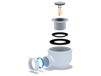 Сифон для душевого поддона АНИ Пласт E410CL 1 1/2 дюйма 50/60 мм хром клик-клак