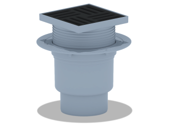 Трап для душа АНИ Пласт TQ1716 DN110 вертикальный регулируемый с сухим затвором и решёткой из чугуна 150х150 мм