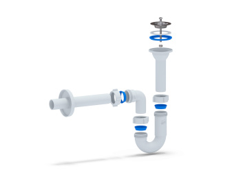 Сифон для раковины АНИ Пласт DB2003 1 1/4 дюйма 32 мм прямоточный с прямой трубой 32 мм
