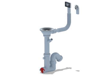 Cифон для мойки АНИ Пласт F серия F1045S 3 1/2 дюйма 40 мм с гибким переливом и отводом для стиральной машины