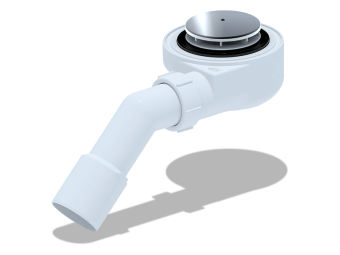 Сифон для душевого поддона АНИ Пласт E451C 1 1/2 дюйма 50 мм высота 53 мм с переходной трубой 45 градусов 40х50 мм хром