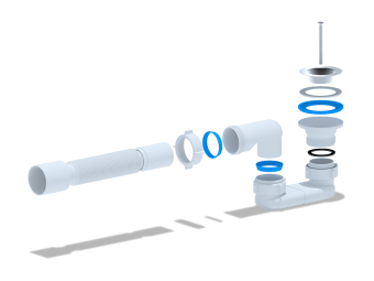 Сифон для душевого поддона АНИ Пласт E015 1 1/2 дюйма 40 мм плоский с гибкой трубой 40х50 мм