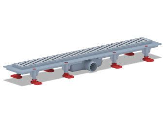 Трап линейный пластиковый АНИ Пласт TL1465M выпуск 40 мм решётка Бимс матовая нержавеющая сталь 650 мм