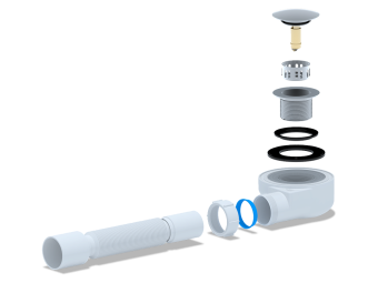 Сифон для душевого поддона АНИ Пласт E455CLGS 1 1/2 дюйма 50 мм клик-клак гриб с сеткой с гибкой трубой 40х50 мм