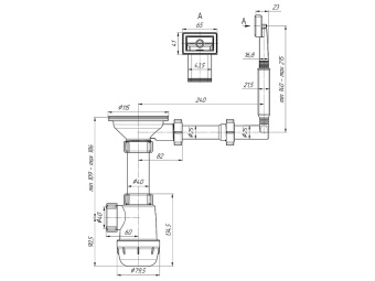 Сифон для мойки АНИ Пласт Грот A0145 3 1/2 дюйма 40 мм с жестким переливом