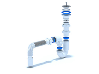 Сифон для мойки АНИ Пласт D0105 1 1/2 дюйма 40 мм прямоточный с гибкой тубой 40х40 мм