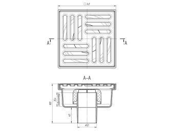 Трап вертикальный нерегулируемый АНИ Пласт TA5212 выпуск 50 мм с решеткой из нержавеющей стали 150х150 мм