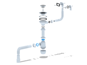 Сифон для мойки АНИ Пласт Грот A0145DIY 3 1/2 дюйма 40 мм с переливом и гибкой трубой 40х40/50 мм