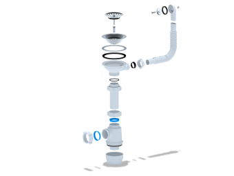 Сифон для мойки АНИ Пласт Грот A0142S 3 1/2 дюйма 40 мм с гибким переливом