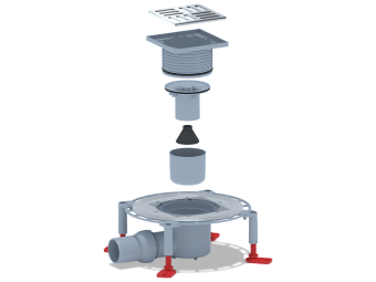 Трап для душа АНИ Пласт THZ5614 горизонтальный регулируемый с комбинированным затвором и решёткой из нержавеющей стали 120х120 мм