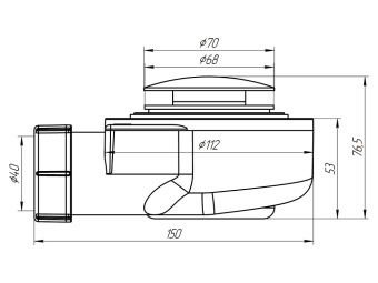 Сифон для душевого поддона АНИ Пласт E450CLG 1 1/2 дюйма 50 мм высота 53 мм клик-клак гриб
