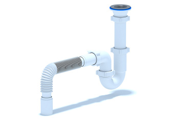Сифон для мойки АНИ Пласт D0105 1 1/2 дюйма 40 мм прямоточный с гибкой тубой 40х40 мм