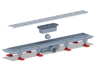 Трап линейный пластиковый АНИ Пласт TL1365M выпуск 40 мм решётка Бриз матовая нержавеющая сталь 650 мм