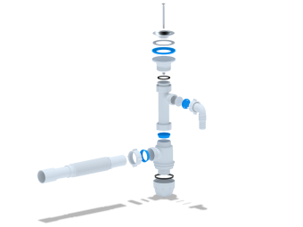 Cифон для раковины АНИ Пласт Юнг BM1315 1 1/4 дюйма 32 мм c отводом для стиральной машны и гибкой трубой 32х32/40 мм