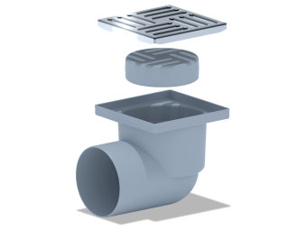 Трап для душа АНИ Пласт TQ1112 DN110 горизонтальный нерегулируемый с сухим затвором и решёткой из нержавеющей стали 150х150 мм